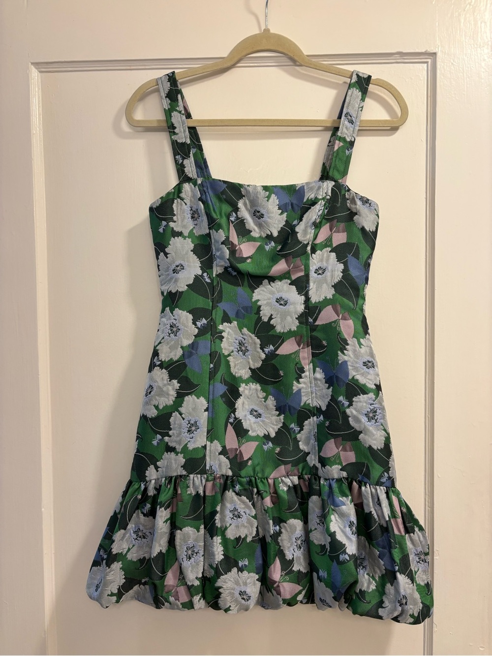 Anthropologie Green Sundress with Ruffle Hem